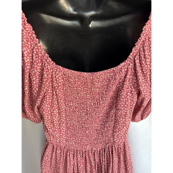 Live to be Spoiled Midi Cottage Prairie Dress Size M Red Floral Puff Sleeve - Picture 6 of 10
